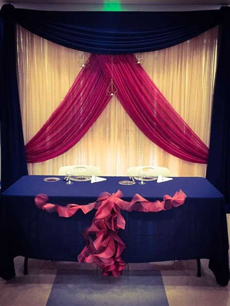 Navy Blue Gold And Burgundy Custom Backdrop For Sweetheart Table