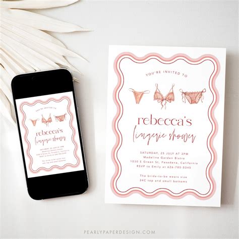 Lingerie Bridal Shower Invitation Template Modern Lingerie Shower Invite Bachelorette Party