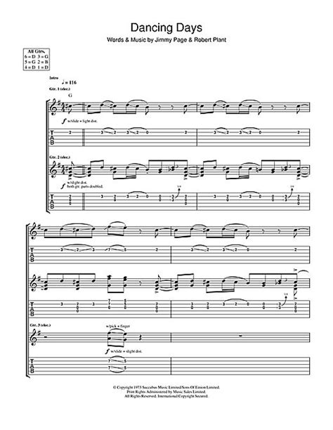 Led Zeppelin Dancing Days Sheet Music And Printable PDF Music Notes