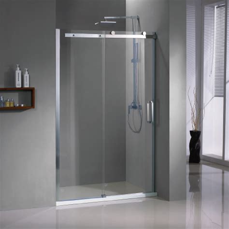 Custom Polished Chrome Frameless Sliding Barn Shower Doors HC 420