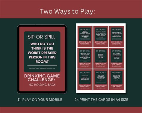 Spit or Spill Drinking Card Game, Truth or Dare Games, Truth or Drink