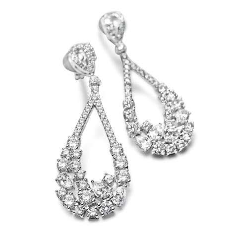 Teardrop Diamond Chandelier Earrings In White Gold Adamas Fine Jewelry