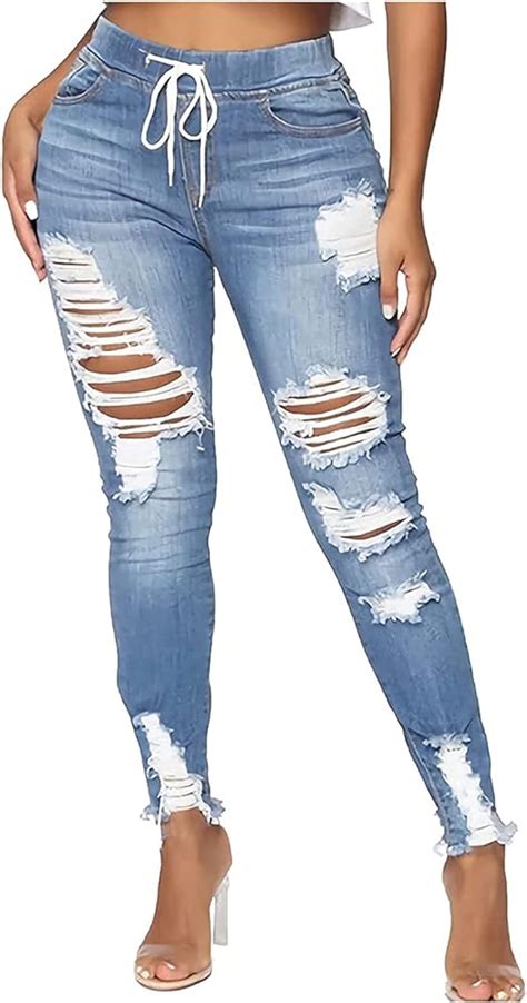 High Waisted Ripped Jeans Plus Size