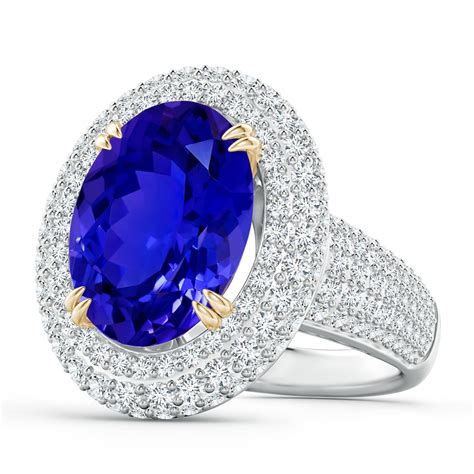 Gia Certified Oval Tanzanite And Diamond Triple Halo Ring Angara