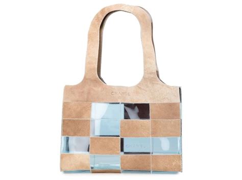 Chanel Blue PVC And Suede Naked Patchwork Tote Light Brown Leather Plastic Ref 2072290 Joli Closet