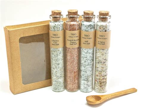 Sea Salt T Set 4 Gourmet Sea Salts In Glass Vial Mini Etsy