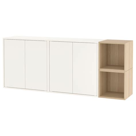 Eket Wall Mounted Cabinet Combination Whitewhite Stained Oak Effect 6878x1334x2712 Ikea