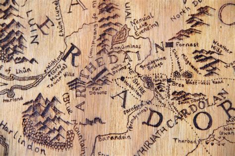 Woodburned Map Of Middle Earth Wooden Signs Map Art Lotr Lord Of The