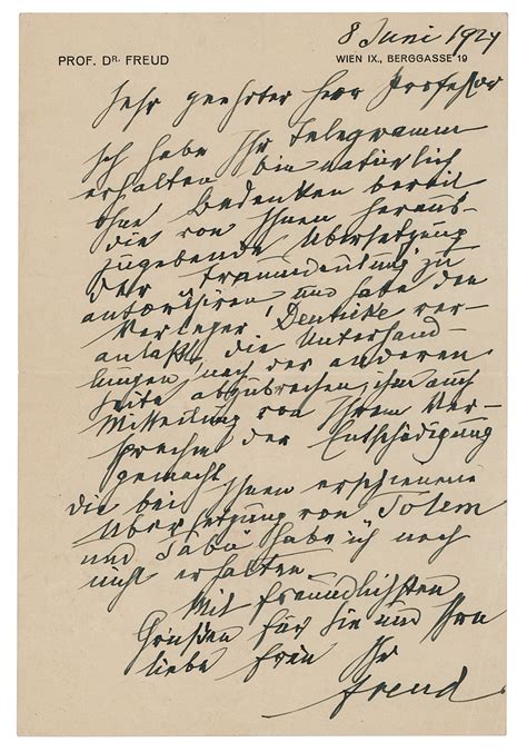 Sigmund Freud Autograph Letter Signed Rr Auction