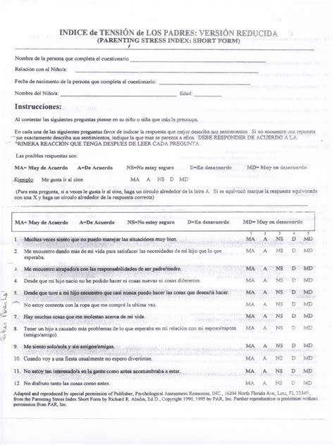 parental stressindex short form psi sf