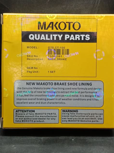 KAWASAKI BAJAJ CT100 G7S BRAKE SHOE MAKOTO BRAND 100 NOTFAKE Lazada PH