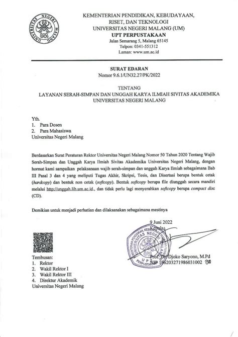 Pengumuman Tentang Penyerahan Softcopy Karya Ilmiah Ke Perpustakaan Um