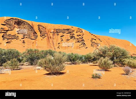 Hiking Around Uluru Ayers Rock Northern Territory Australia Stock