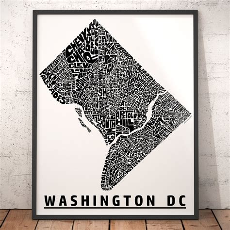 Washington DC Neighborhood Map Print Signed Print Of My Original