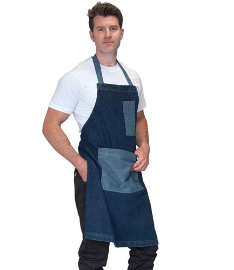 Dennys Heavyweight Denim Pocket Bib Apron Personalised And Printed