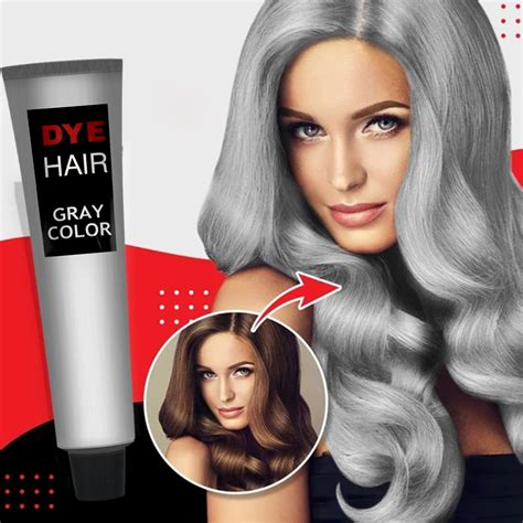 Grey Hair Dye , 100ml Natural Permanent Gray Hair Dye Cream for Hair ...