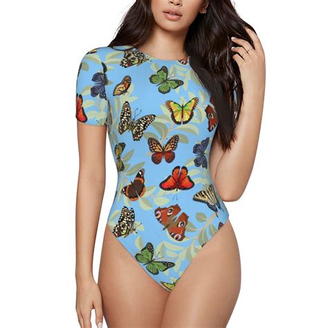 Easygdp Multicolored Butterflies Womens One Piece Swimsuit Slim Fit