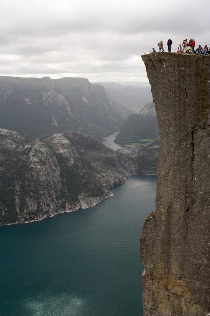 View At Lyse Fjord And Preikestolen Cliff In Norway 600 Meters Above