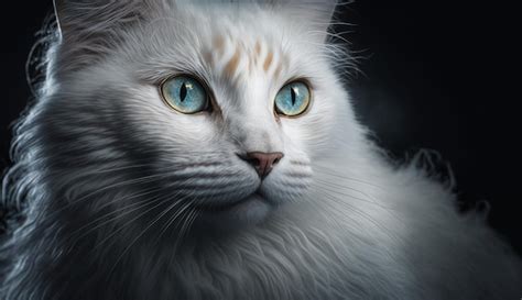 Lindo Gato Branco Olhos Azuis Ai Gerou Arte Foto Premium