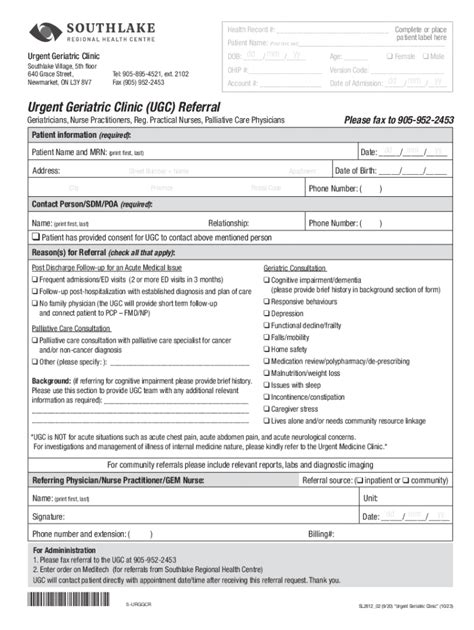 Fillable Online Urgent Geriatric Clinic Ugc Referral Fax Email Print