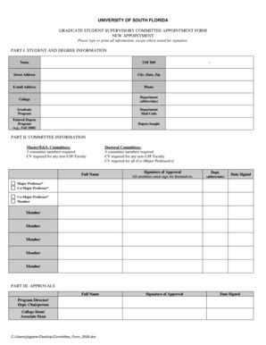 Fillable Online Graduate Student Supervisory Committee Appointment Form