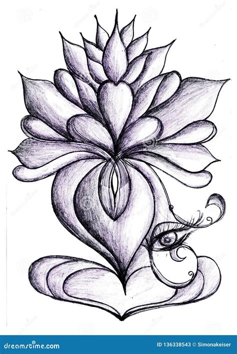 Lotus flower stock illustration. Illustration of artwork - 136338543