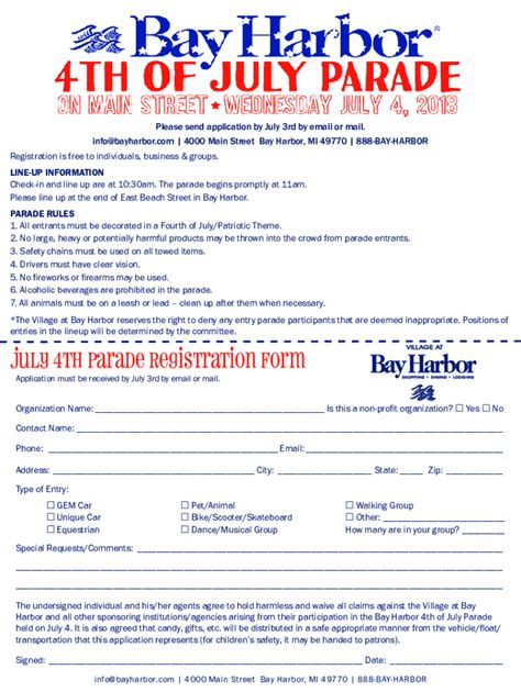 Fillable Online July Th Parade Registration Form Fax Email Print