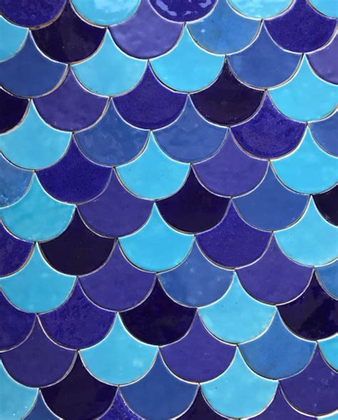 RL Blue Fish Scales Ceramic Tiles 175pcs 1m2 1076 Sq Ft Etsy