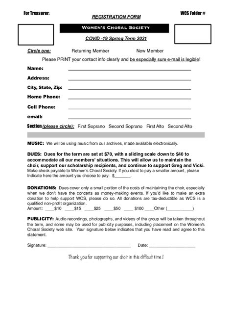 Fillable Online WCS Registration Form Spring 2021 Fax Email Print