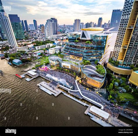 Aerial view of Icon Siam mall on the chao phraya river in khlong san ...