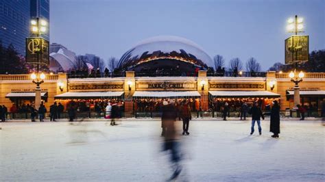 Scenic View Of Mccormick Tribune Plaza Ice Rink In Chicago Illinois