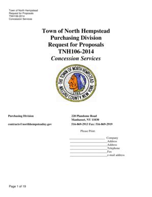 Fillable Online Town Of North Hempstead Purchasing Division Request For