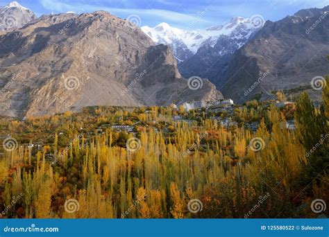 Hunza Valley in autumn. stock photo. Image of autumn - 125580522