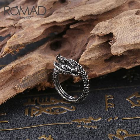 Gothic Resizable Dragon Mens Rings Retro Stainless Steel Punk Domineering Opening Ring Jewelry