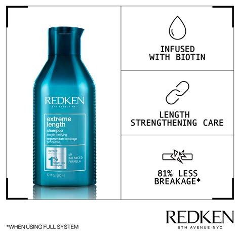 Redken Extreme Lengths Shampoo With Biotin 300ml Efx Hair And Beauty