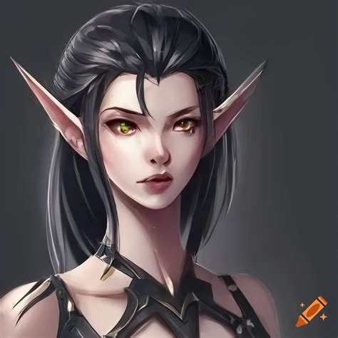 Detailed Concept Art Of A Confident Female Elf On Craiyon