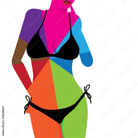 Multicolored Hot Woman Body In Bikini Illustration Stock Illustration Adobe Stock