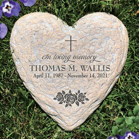 Engraved In Loving Memory Heart Shaped Memorial Garden Stone