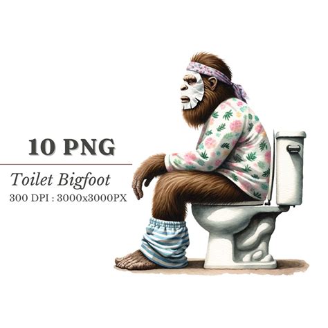 Bigfoot Toilet Humor Clipart Sasquatch Bathroom Art Png Quirky Digital