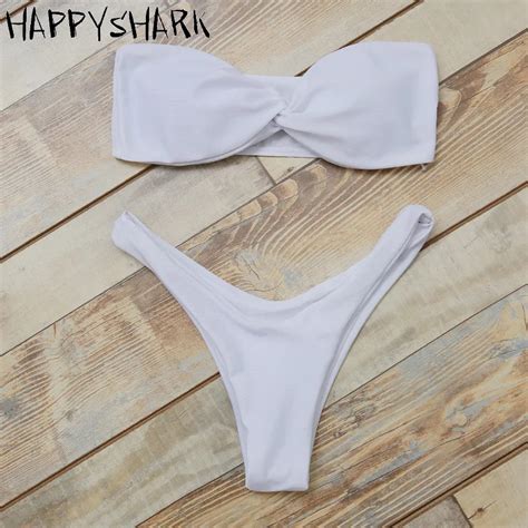 Happyshark 2018 New Bandeau Bikinis Set 2018 Women Sexy Wrap Chest