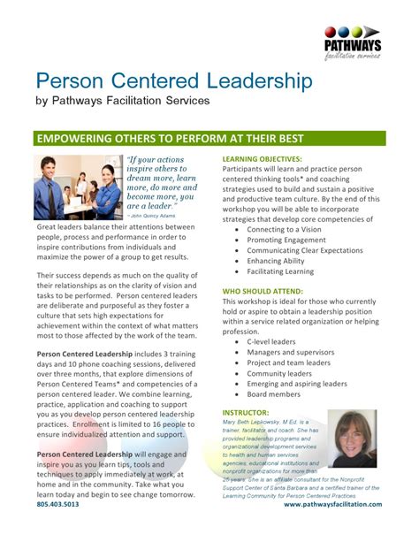 Person Centered Leadership Institute by Helen Sanderson Associates USA ...