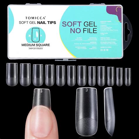 TOMICCA Square Medium Nageltips Tips für Gelnägel Gel Full Cover Nail