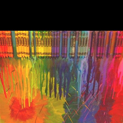Painted Canvas With Crayons Hot Glued On Then Melted With A Blow Dryer Super Easy Canvas