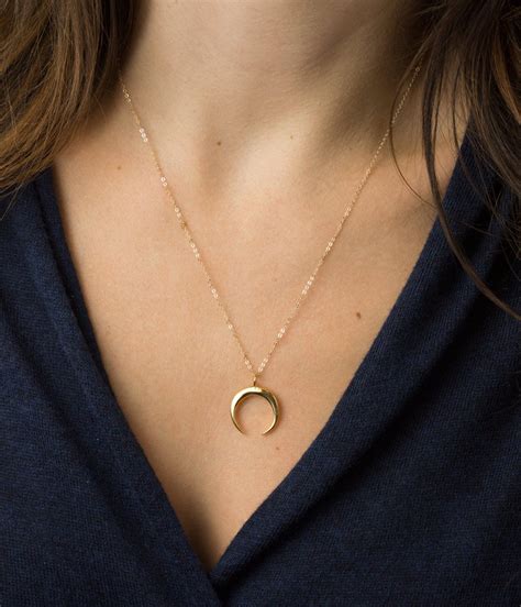 Upside Down Moon Necklace The Crescent Necklace In Gold Etsy In