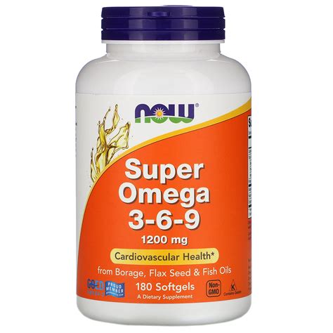 NOW Omega 3 6 9 Супер Омега 3 6 9 1200 мг 180 капсул купить в Москве