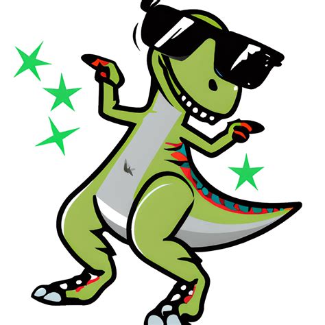 Dancing Dinosaur in Sunglasses · Creative Fabrica