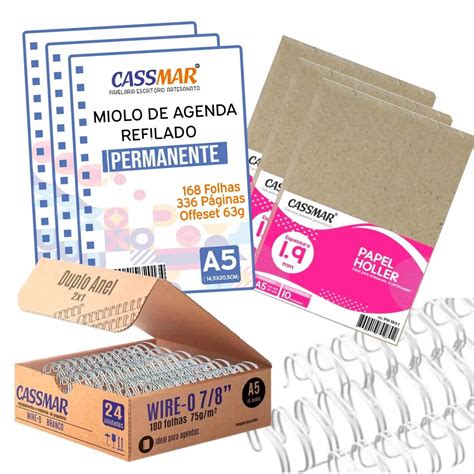 Kit Para Agenda Permanente Miolo Papel Holler 1 9mm 20 Un