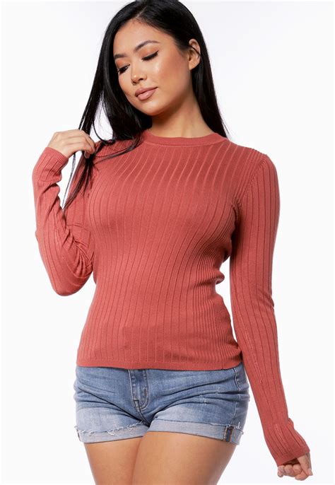 Ribbed Long Sleeve Top Shop New Arrivals At Papaya Clothing