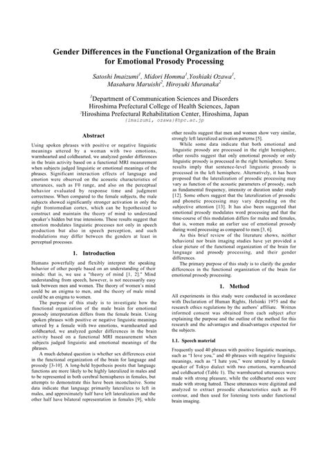 Gender Differences In The Functional Organization Of The Brain For