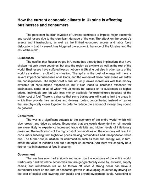 How the current economic climate in Ukraine is affecting businesses and